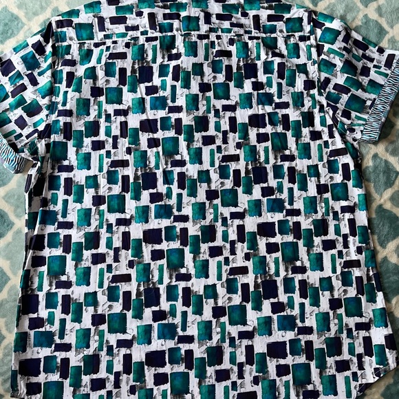 Robert Graham Geometric Blue and Green Shirt - Picture 7 of 8